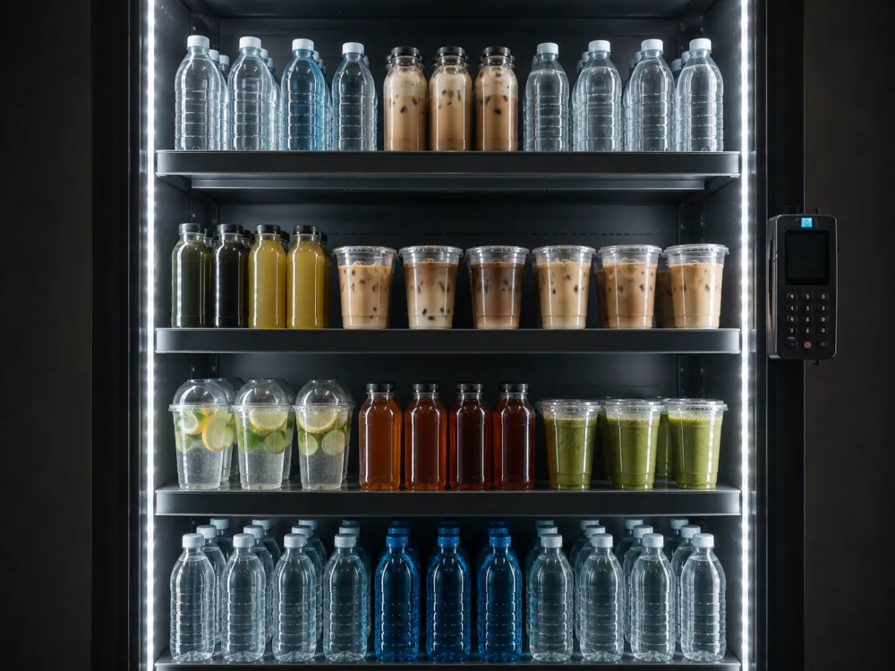 Koude dranken en koffie in de automaat