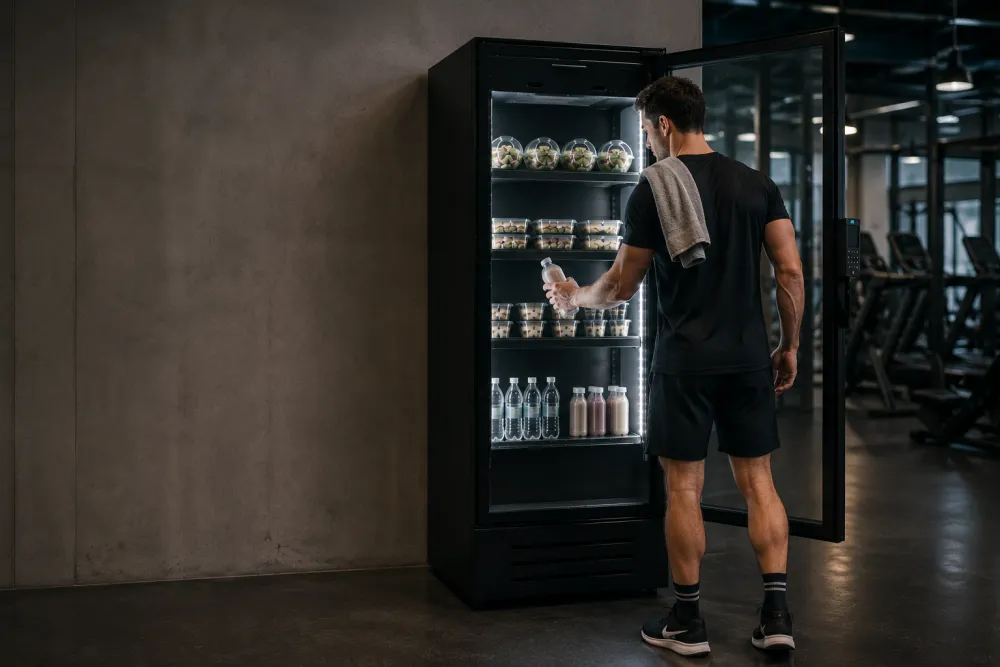 Sporter neemt een drankje na het trainen