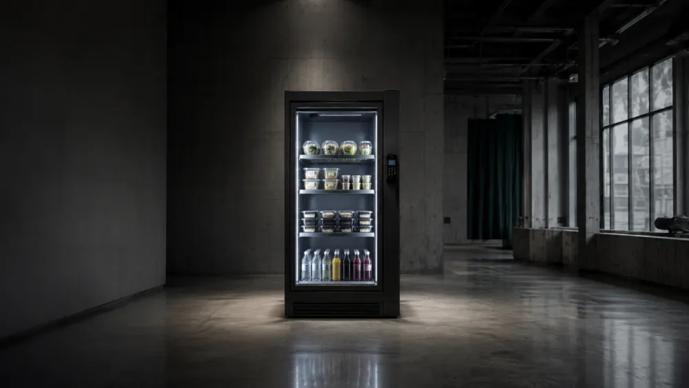 Smart fridge in een industriële ruimte