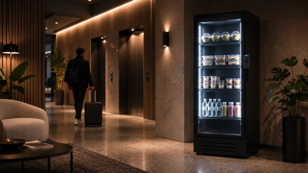 Smart fridge in de hotellobby