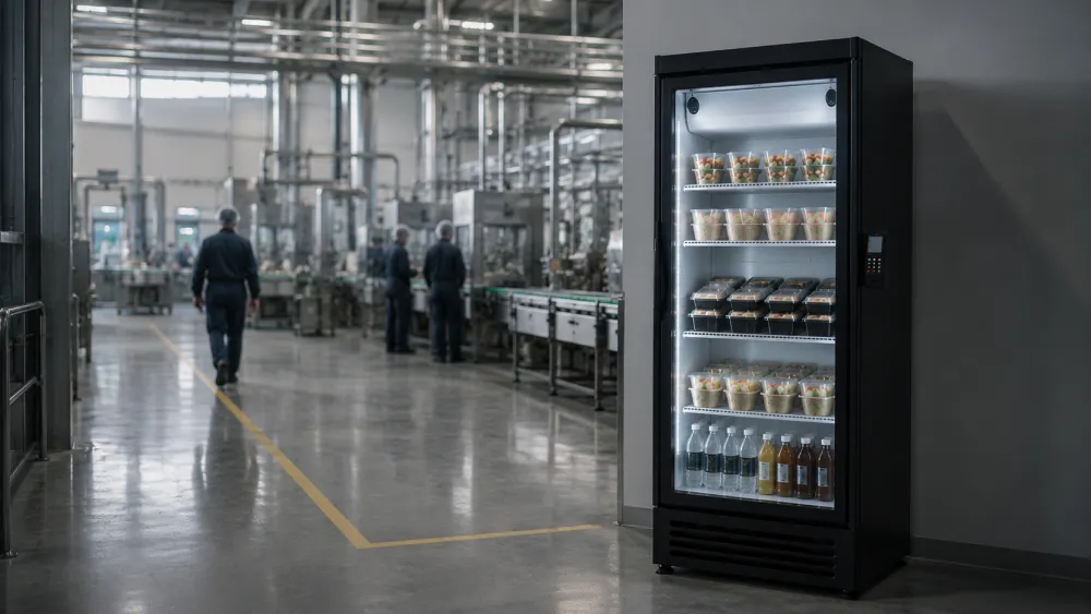 Smart fridge in een productiehal