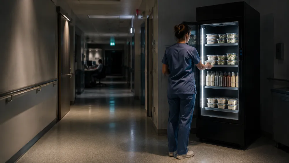 Medewerker in nachtdienst bij de kast