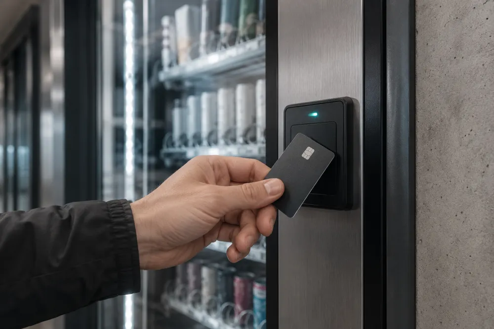 Contactloos betalen met een bankkaart aan een automaat